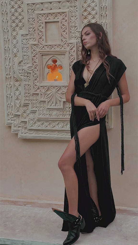 Black Goddess Macrame Dress, Boho Macrame Organic Wedding Dress - AYA Sacred Wear