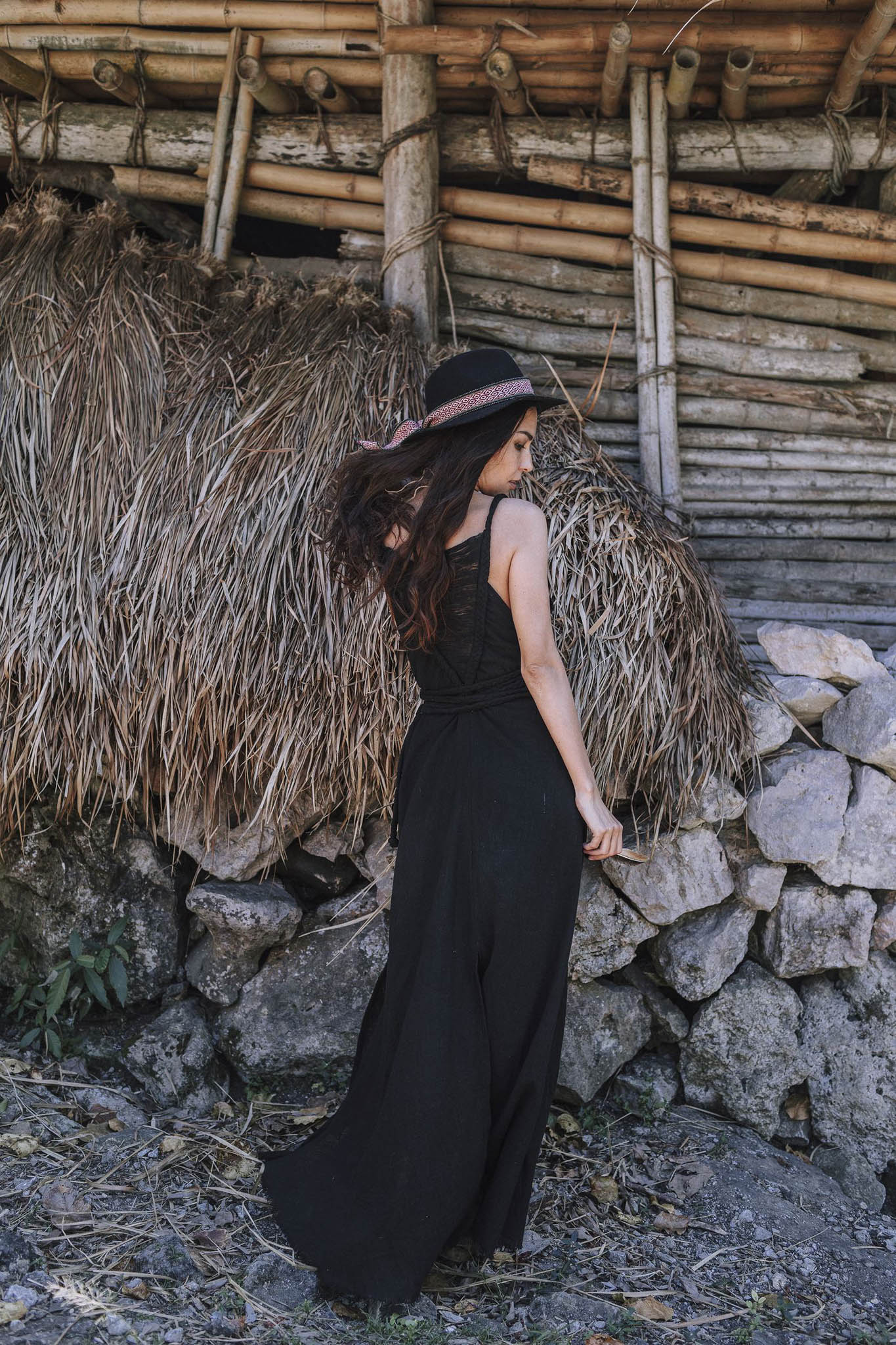 Black Cotton Bohemian Wedding Dress - AYA Sacred Wear