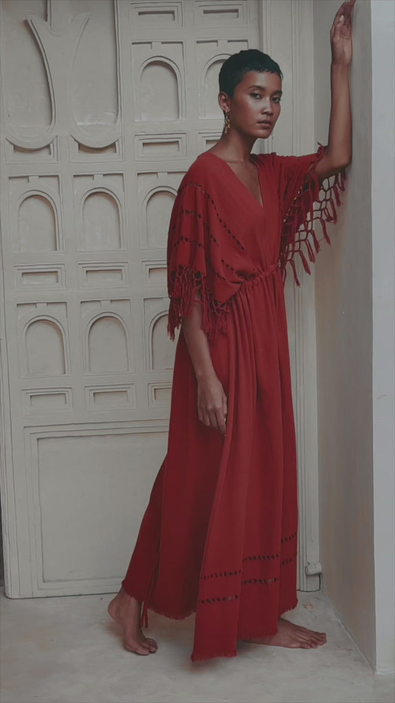 Red Boho Dress, Boho Dress for Women, Red Maxi Bridesmaid Dress - AYA Sacred Wear