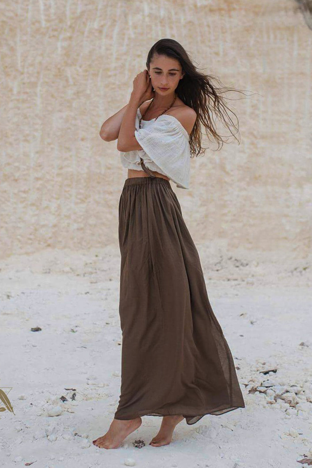 Brown Bohemian Maxi Skirt - AYA Sacred Wear