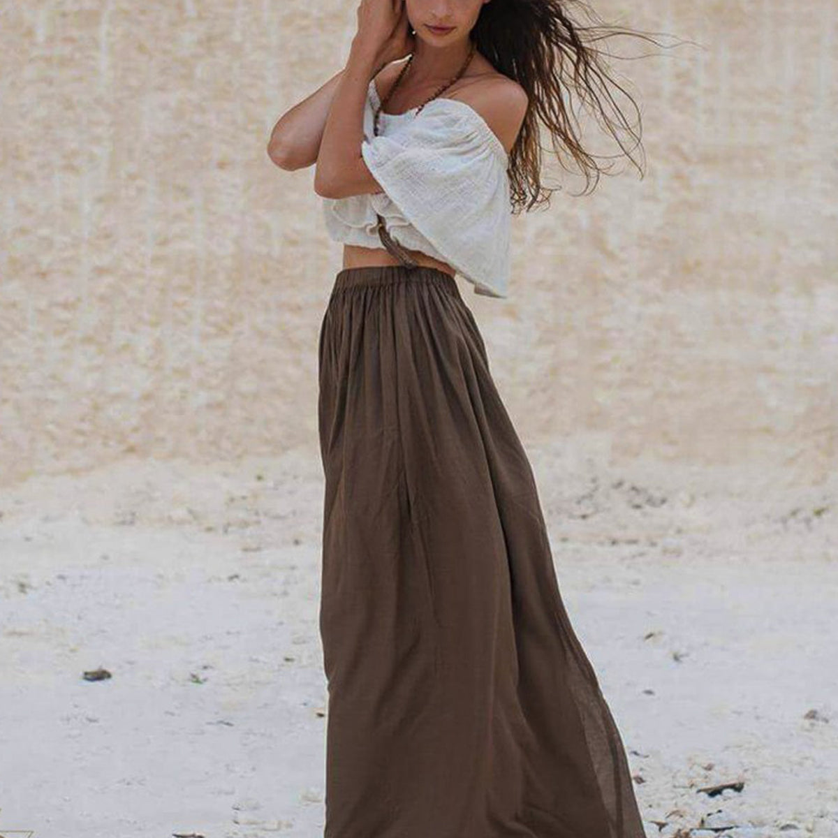 Brown Bohemian Maxi Skirt AYA Sacred Wear