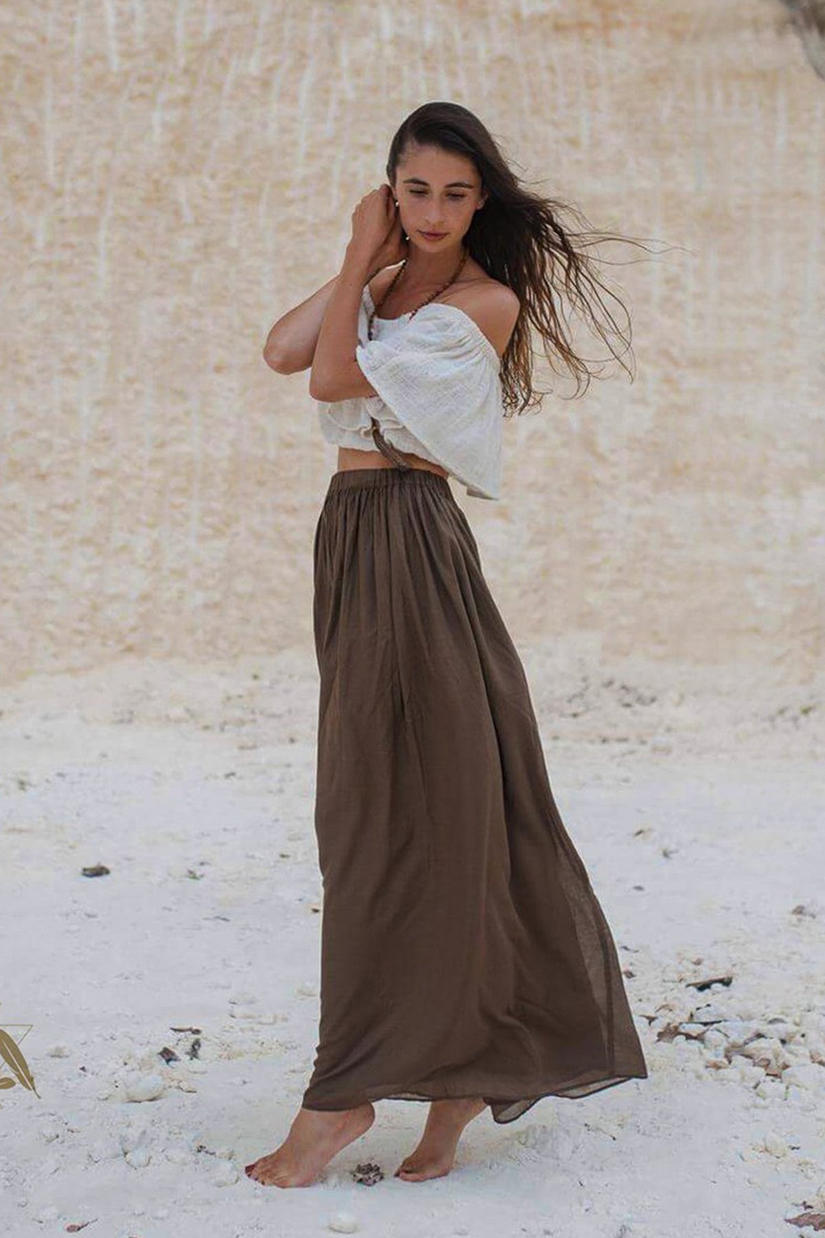 Brown Bohemian Maxi Skirt AYA Sacred Wear