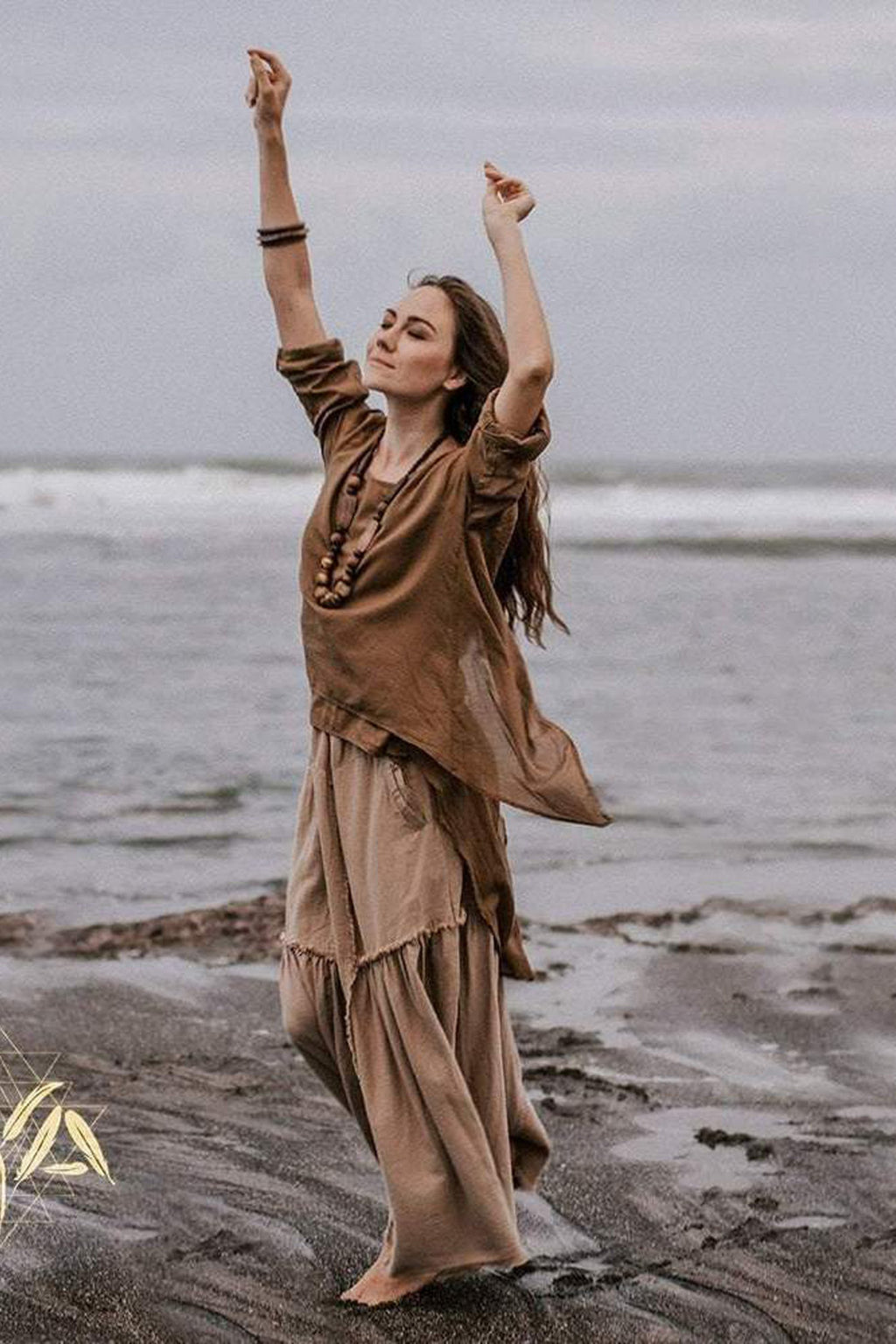 Light Brown Cotton "Dragonfly" Boho Blouse - AYA Sacred Wear