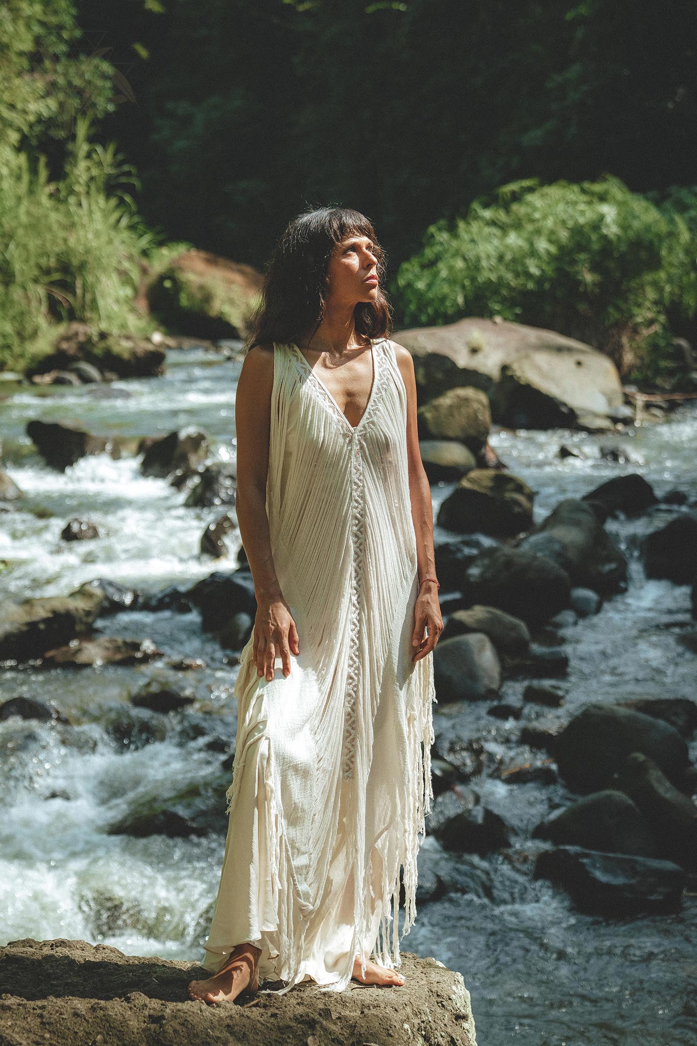 See Through Dress, Long Maxi Dress, Tribal Raw Cotton Cover-up - AYA Sacred Wear