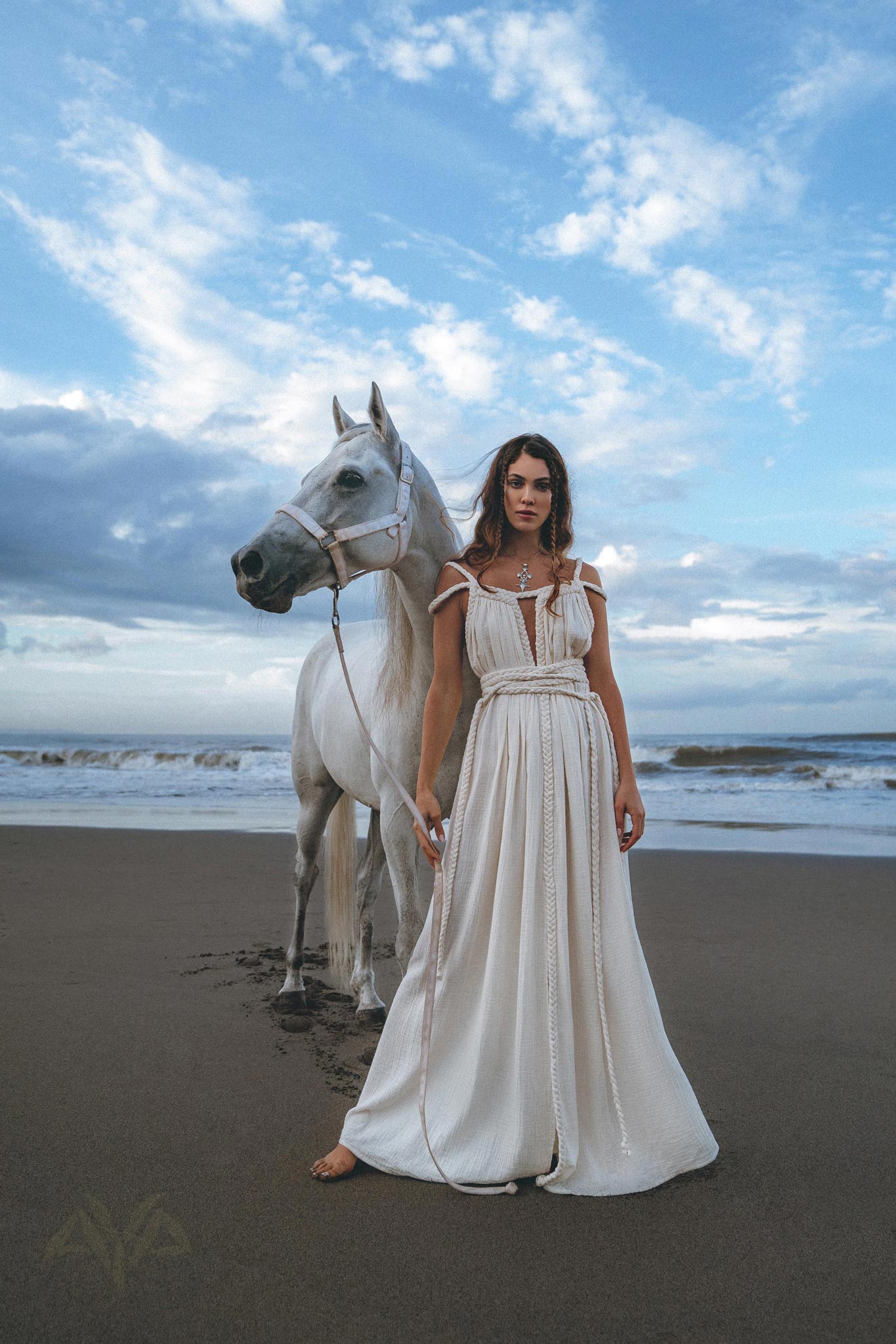 Off-White Greek Goddess Boho Wedding Dress