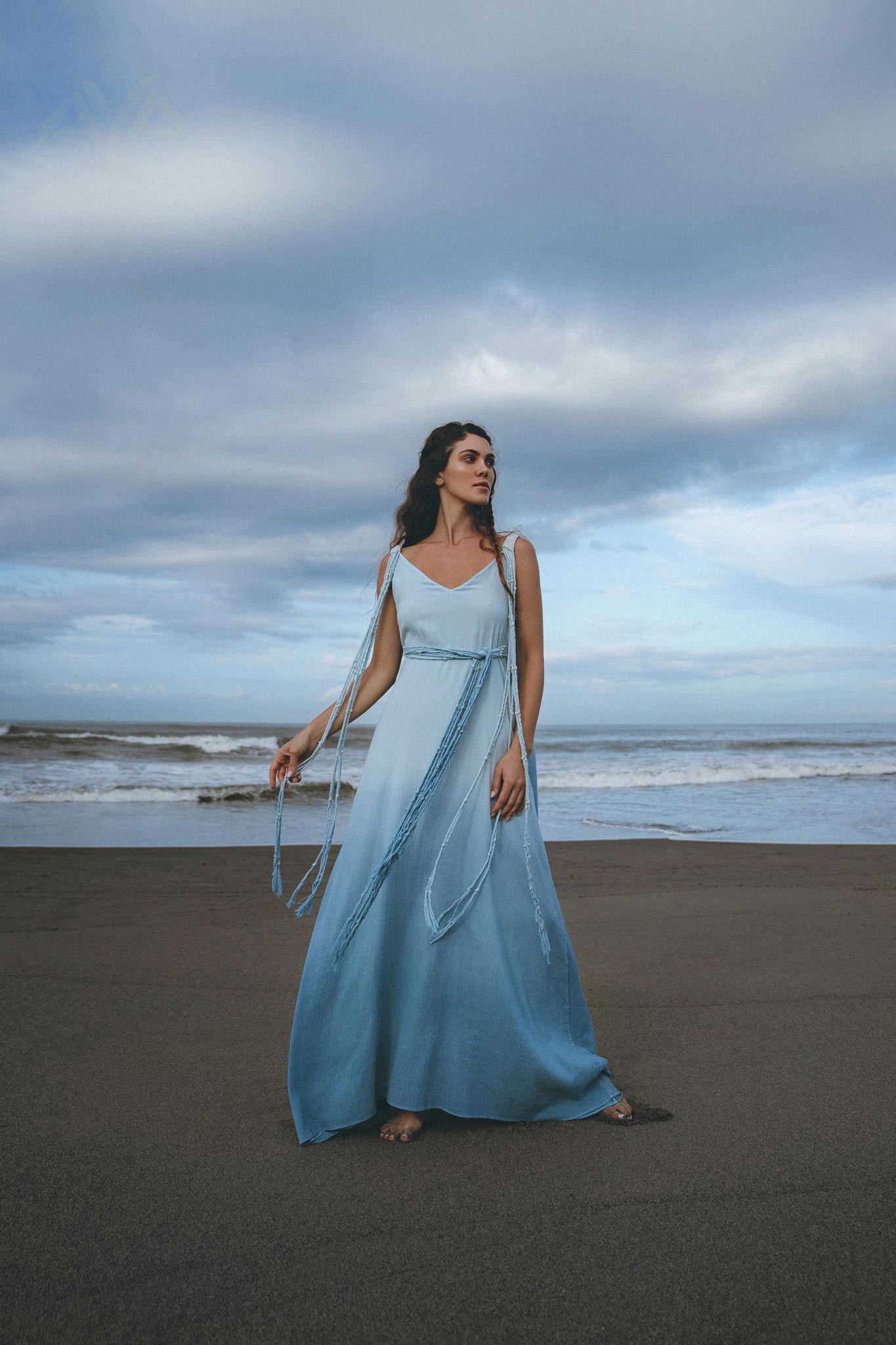 Boho Macrame Bridesmaid Dress, Off-White to Sky Blue Multiway Dress by AYA Sacred Wear
