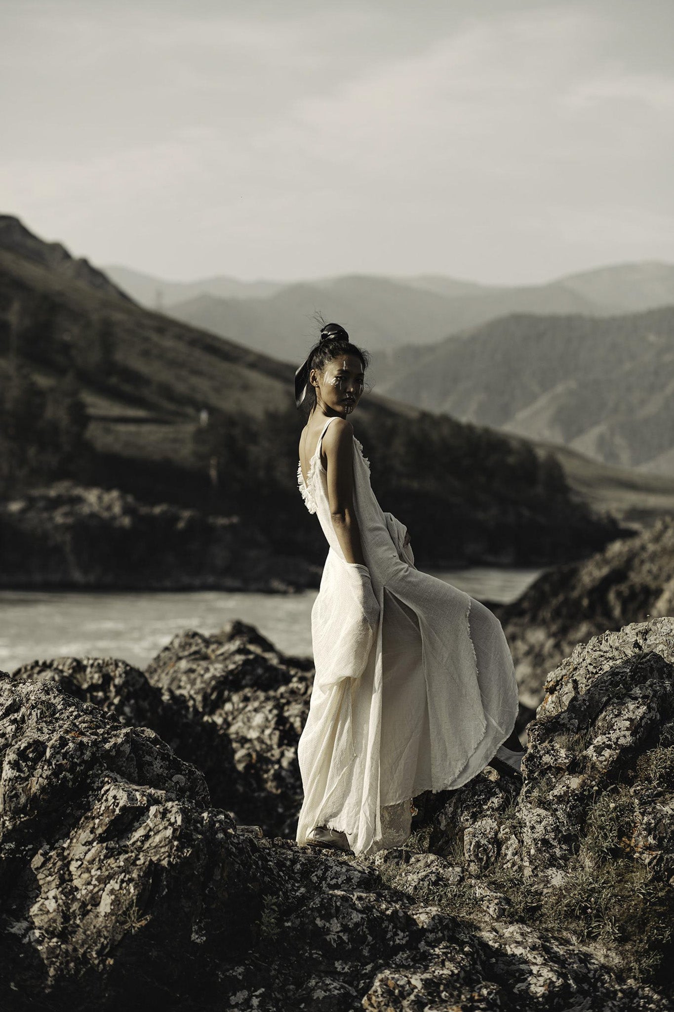 Off-White Beach Wedding Dress, High Low Modest Wedding Dress - AYA Sacred Wear