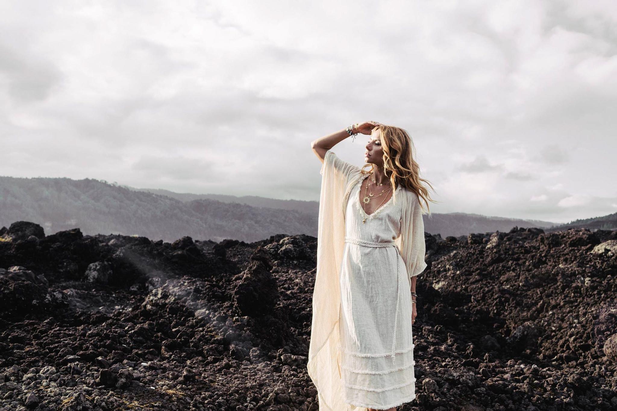 Off-white "Casual Dream" Boho Wrap Dress - AYA Sacred Wear 