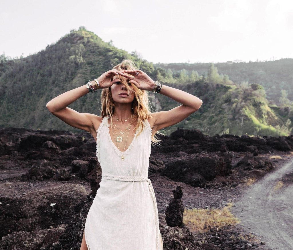 Off-white "Casual Dream" Boho Wrap Dress - AYA Sacred Wear 