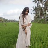 Off-White Cotton Boho Kimono Cover-up, Bridal Cape, Poncho Robe - AYA Sacred Wear
