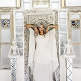 Off-White Cotton Boho Kimono Cover-up, Bridal Cape, Poncho Robe - AYA Sacred Wear