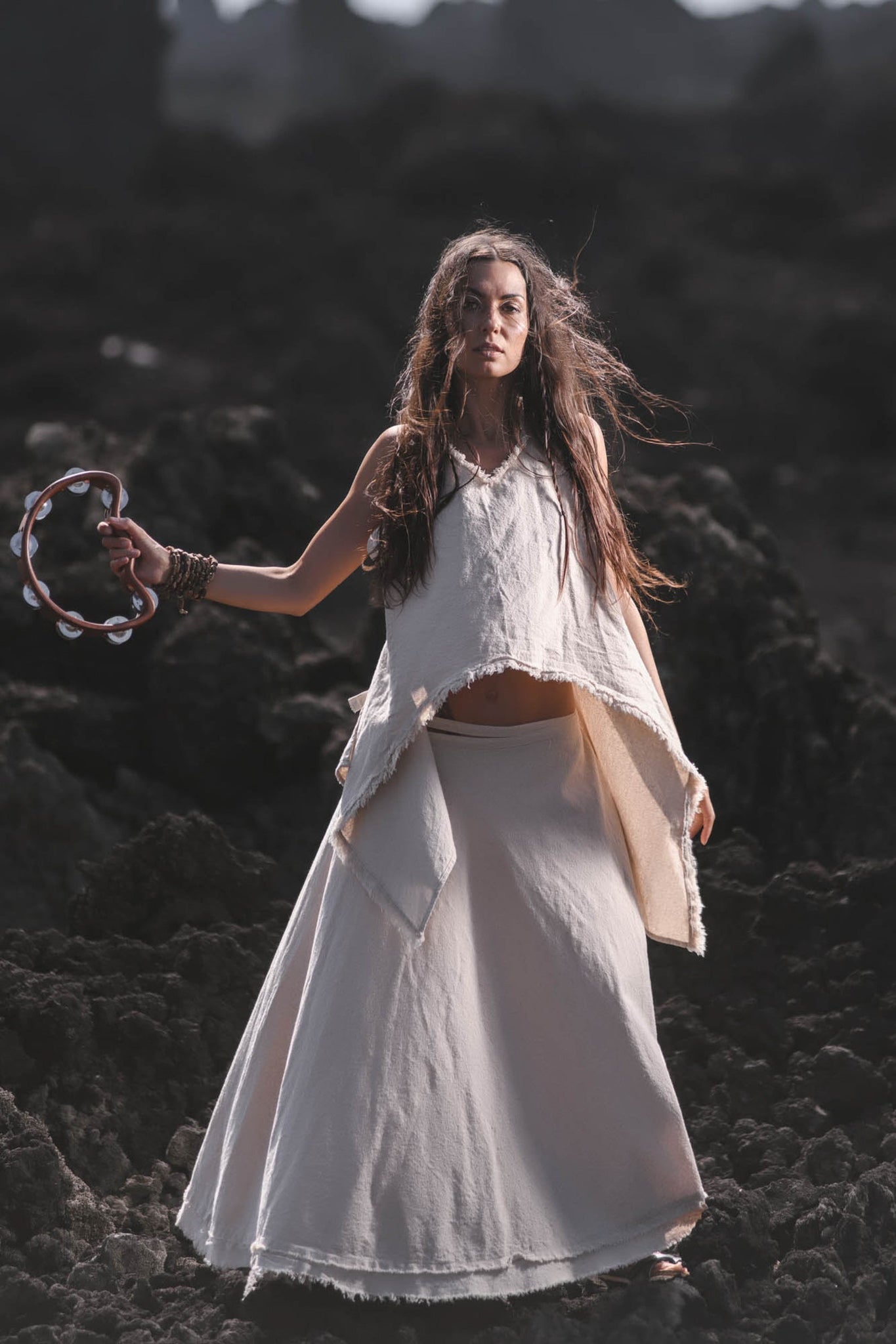 Off-White Linen Boho Top For Women - AYA Sacred Wear