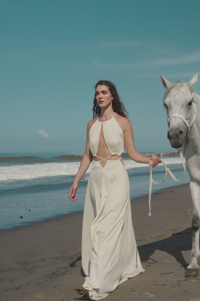 Boho Wedding Dress for Women • Open Back Sides Belly Dress by AYA Sacred Wear  Edit alt text