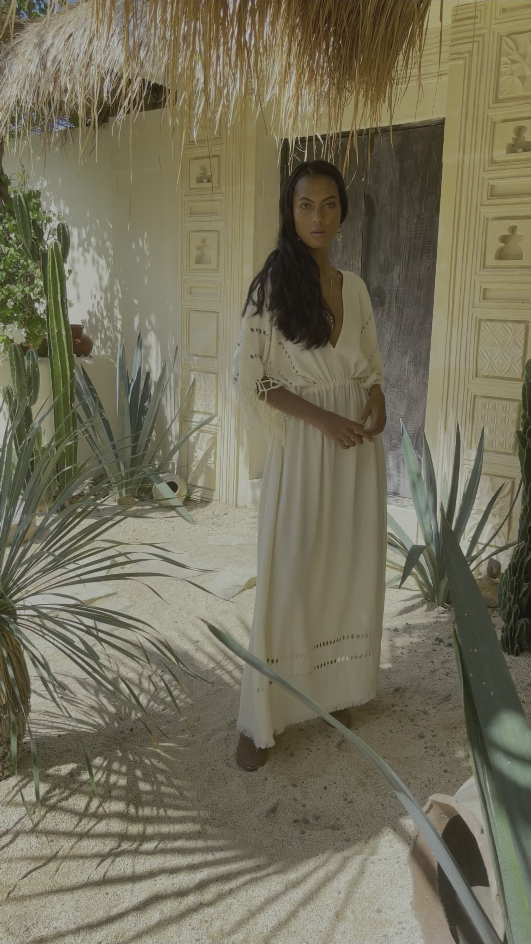 Off-White Boho Dress, Boho Goddess Dress, Maxi Bridesmaid Dress - AYA Sacred Wear