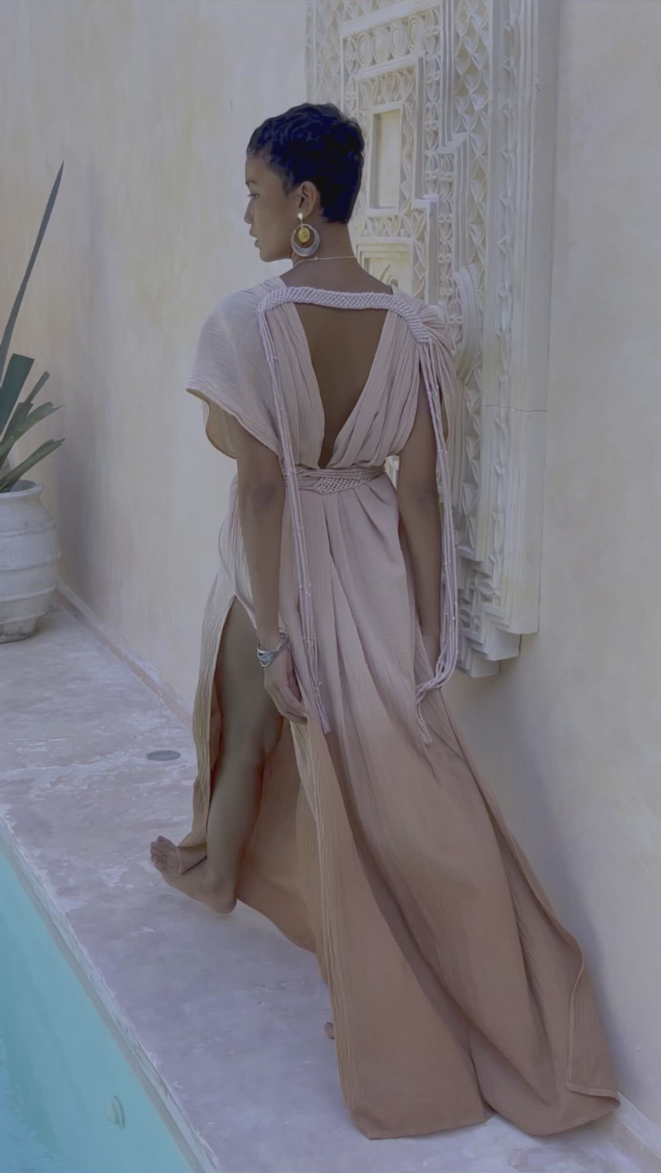 Boho Wedding Dress, Handmade Dress, Botanically Dyed Dusty Pink Dress - AYA Sacred Wear