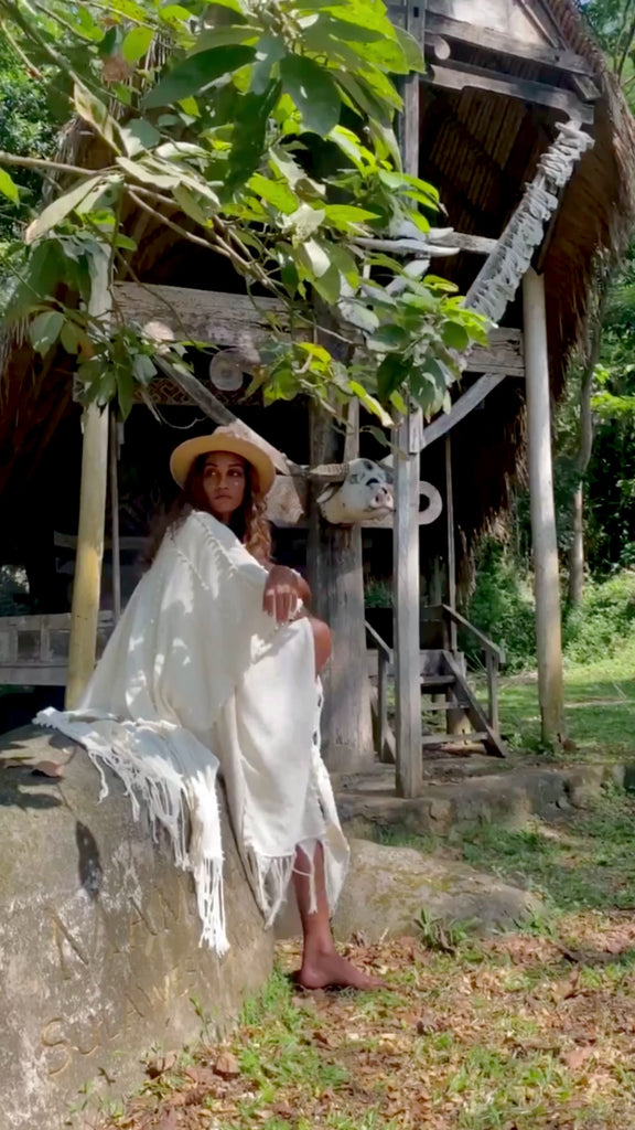 Bridal Poncho Robe, Boho Cape for Women, Bohemian Kimono Overcoat - AYA Sacred Wear