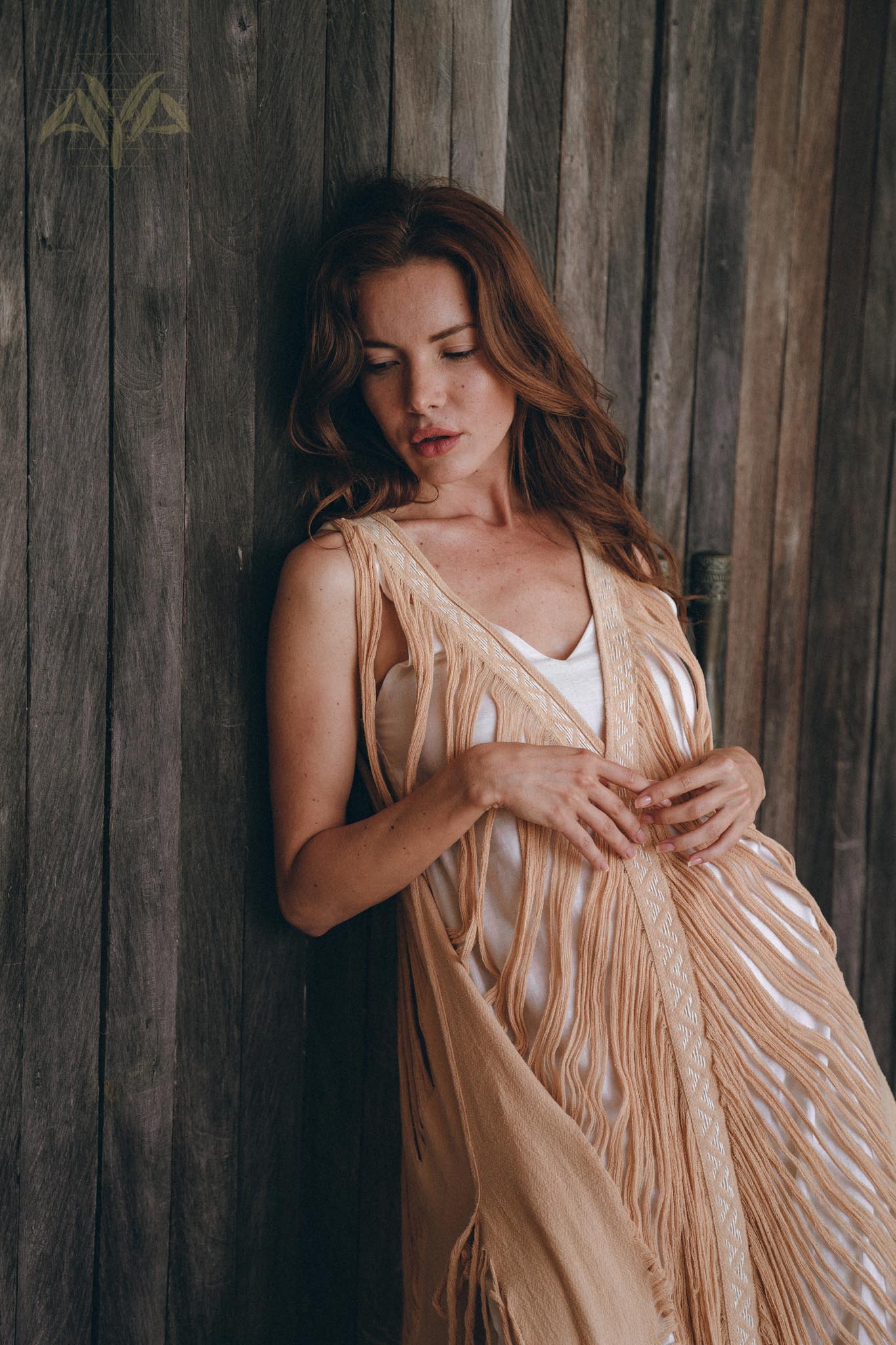 Love at first sight with this heavenly beige ochre hand-woven dress.