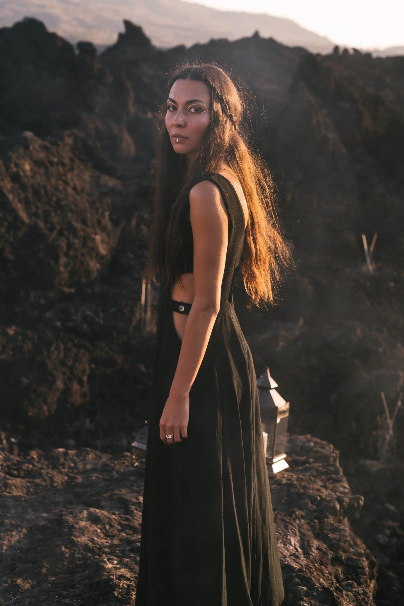 Black Evening Boho Bohemian Maxi Dress - AYA Sacred Wear
