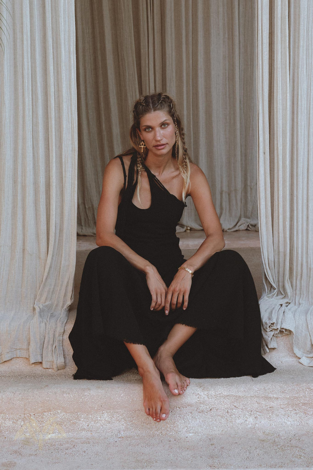 Step Out in Style with the Black Open Side Dress by Aya Sacred Wear 
