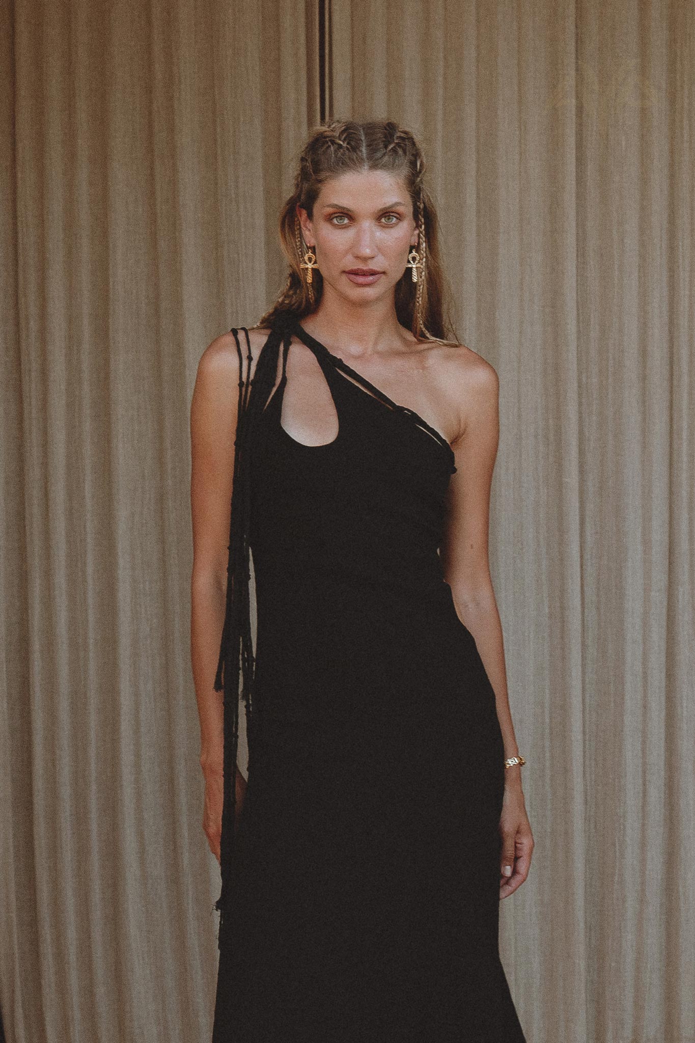 Look Stunning in the Black Open Side Dress by Aya Sacred Wear 