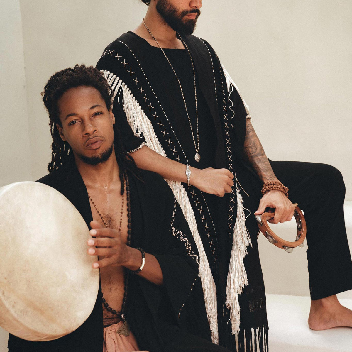 Black Handwoven Cotton Boho Poncho | AYA Sacred Wear