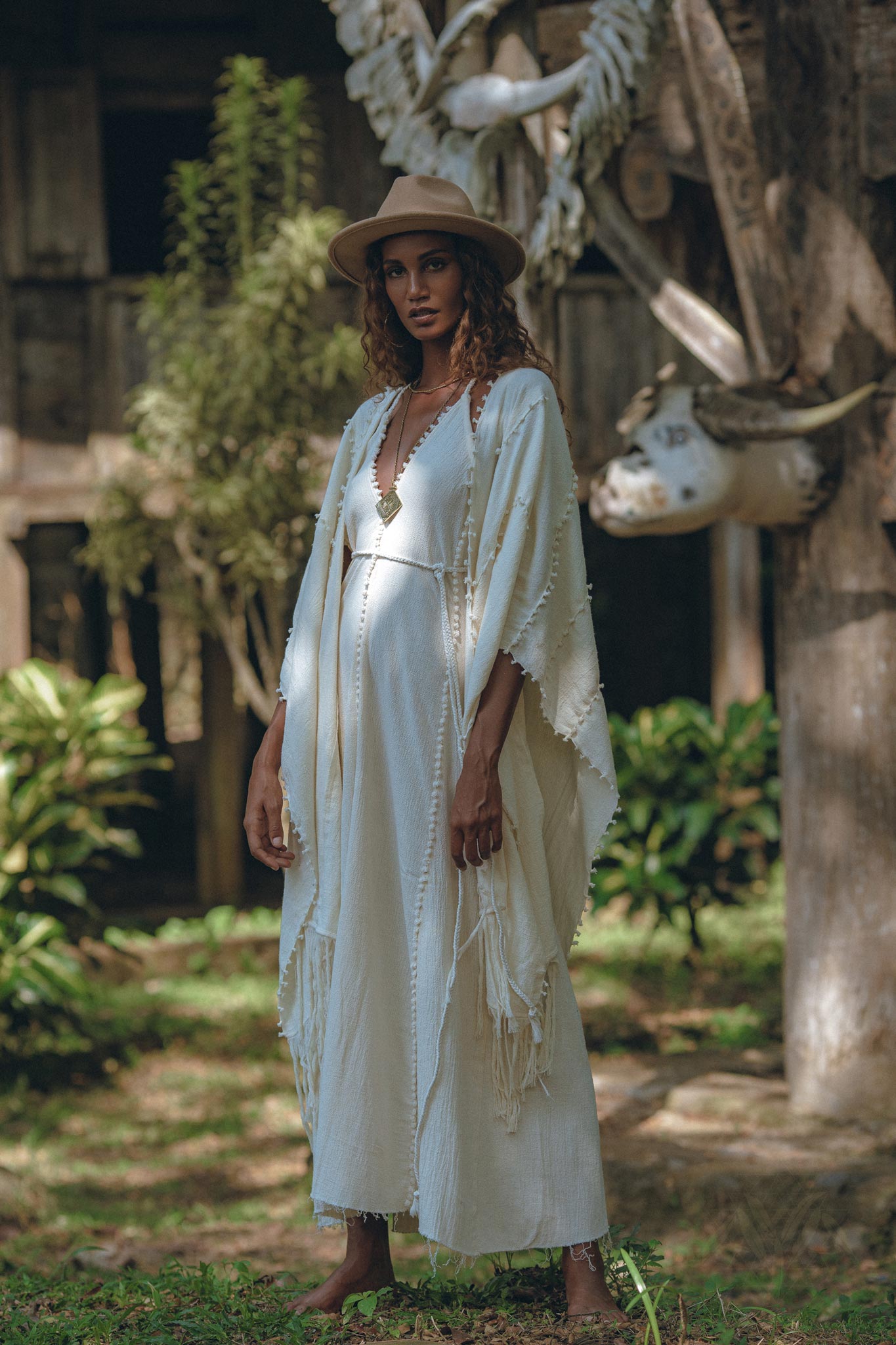 Bridal Poncho Robe • Boho Cape for Women • Bohemian Kimono Overcoat - AYA Sacred Wear