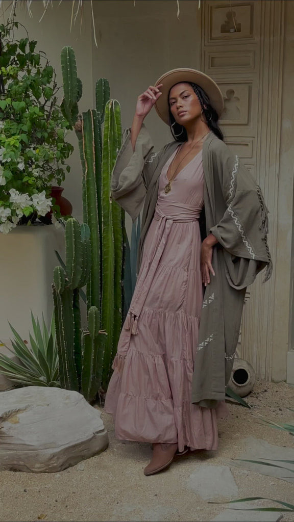 Sage Colour Organic Cotton Poncho Cape, Bohemian Cardigan Women - AYA Sacred Wear