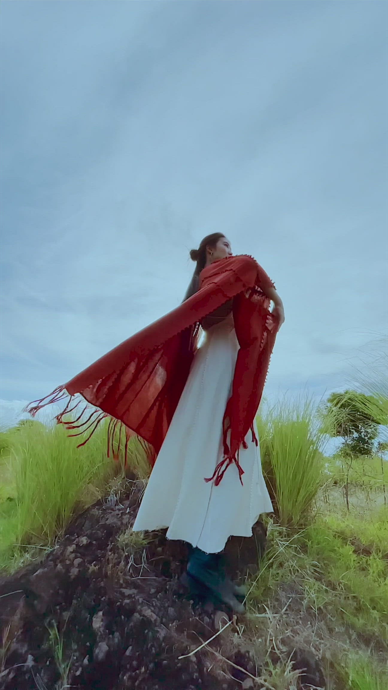 Red Poncho Robe, Boho Cape for Women, Bohemian Kimono Overcoat - AYA Sacred Wear