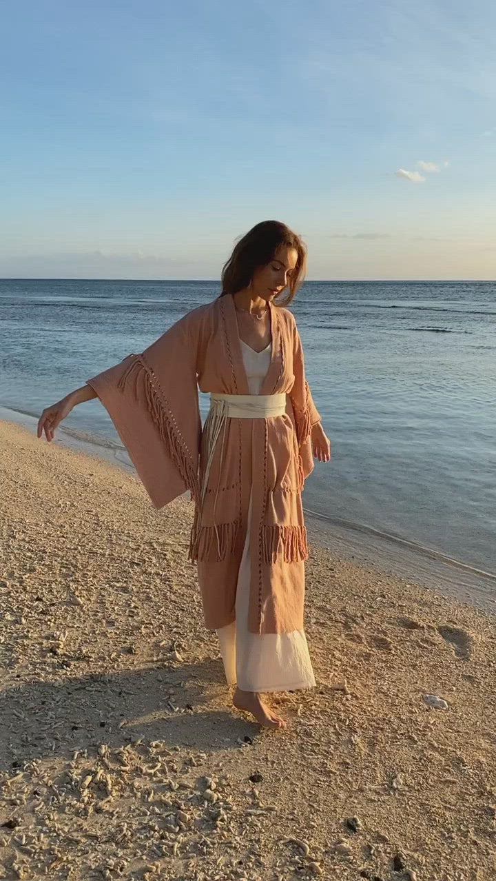 Boho Kimono Cover Up, Wide Sleeve Cardigan Mantle, Cape for Women - AYA Sacred Wear