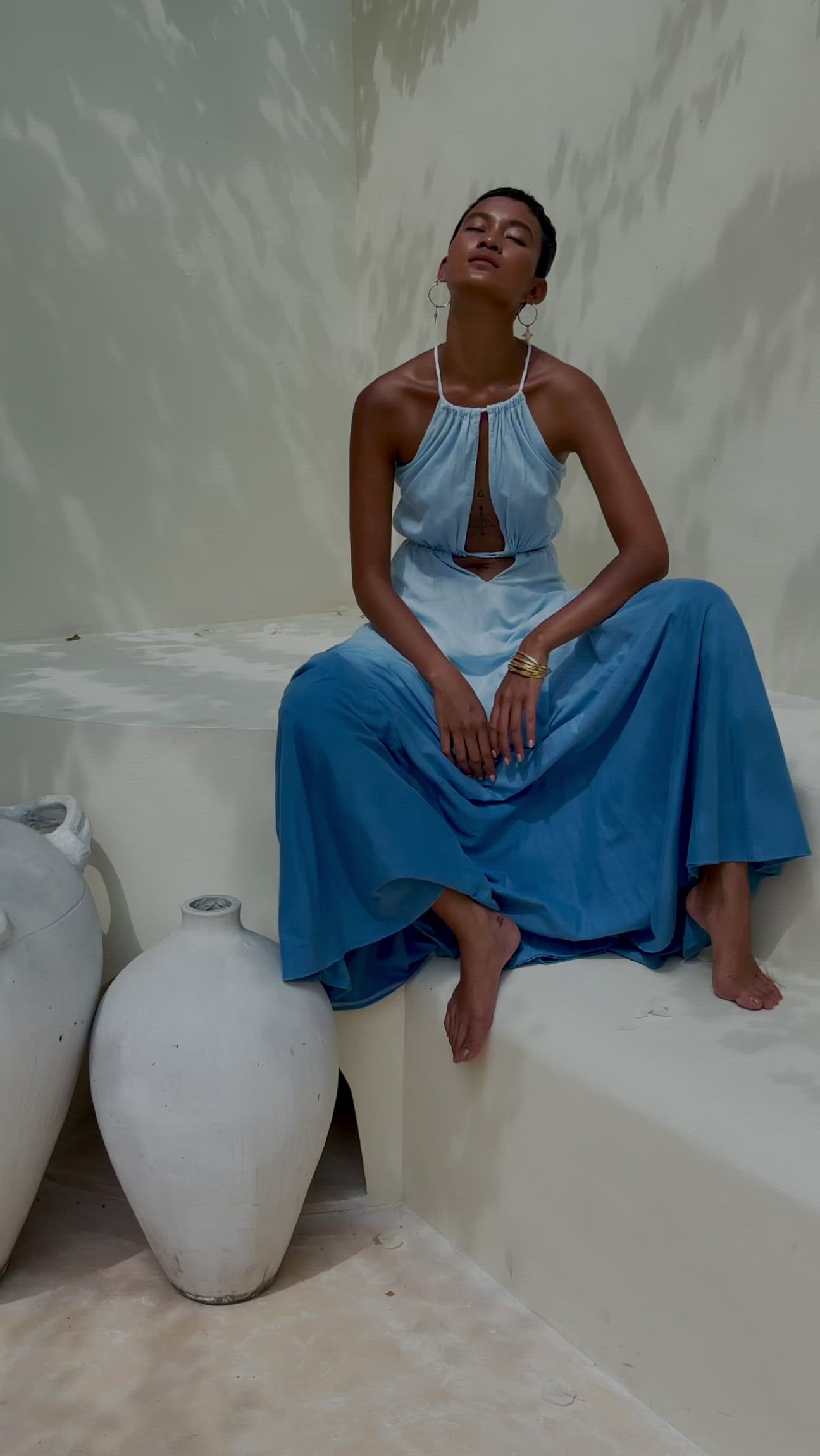 Boho Dress, Open Back Belly Dress, Organically Dyed Adjustable Dress - AYA Sacred Wear