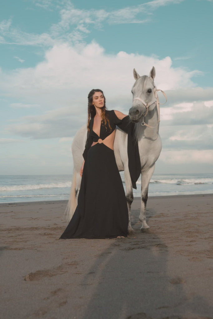 Black Organic Wedding Boho Dress for Women • Goddess Dress by AYA Sacred Wear