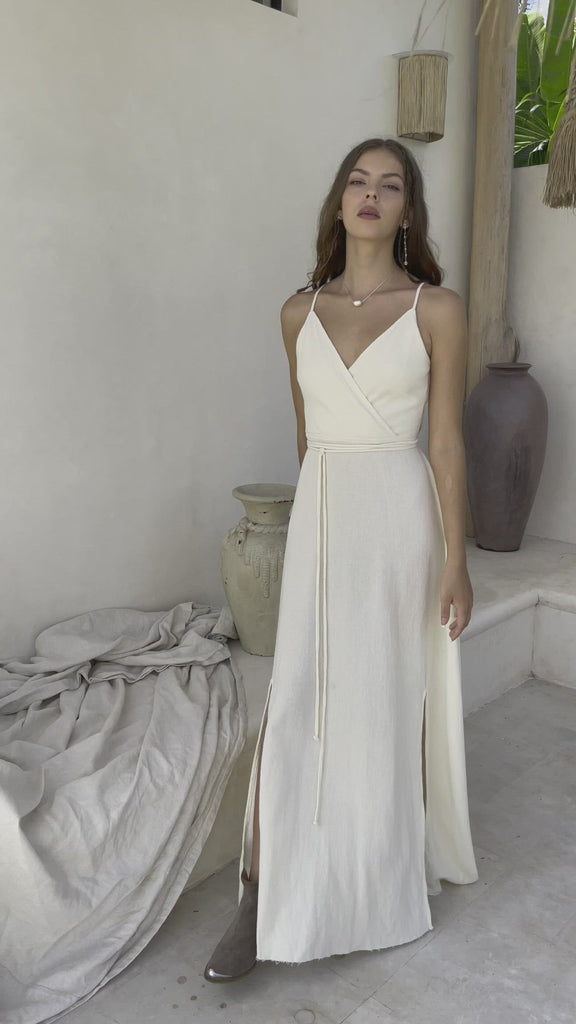 Off-White Simple Boho Wedding Dress - AYA Sacred Wear