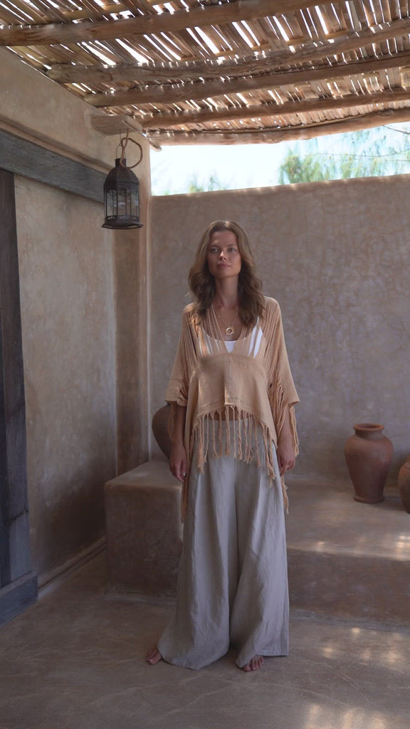 Boho Top, Bohemian Top, Boho Cover Up Women, Hand Loomed Cotton Blouse - AYA Sacred Wear