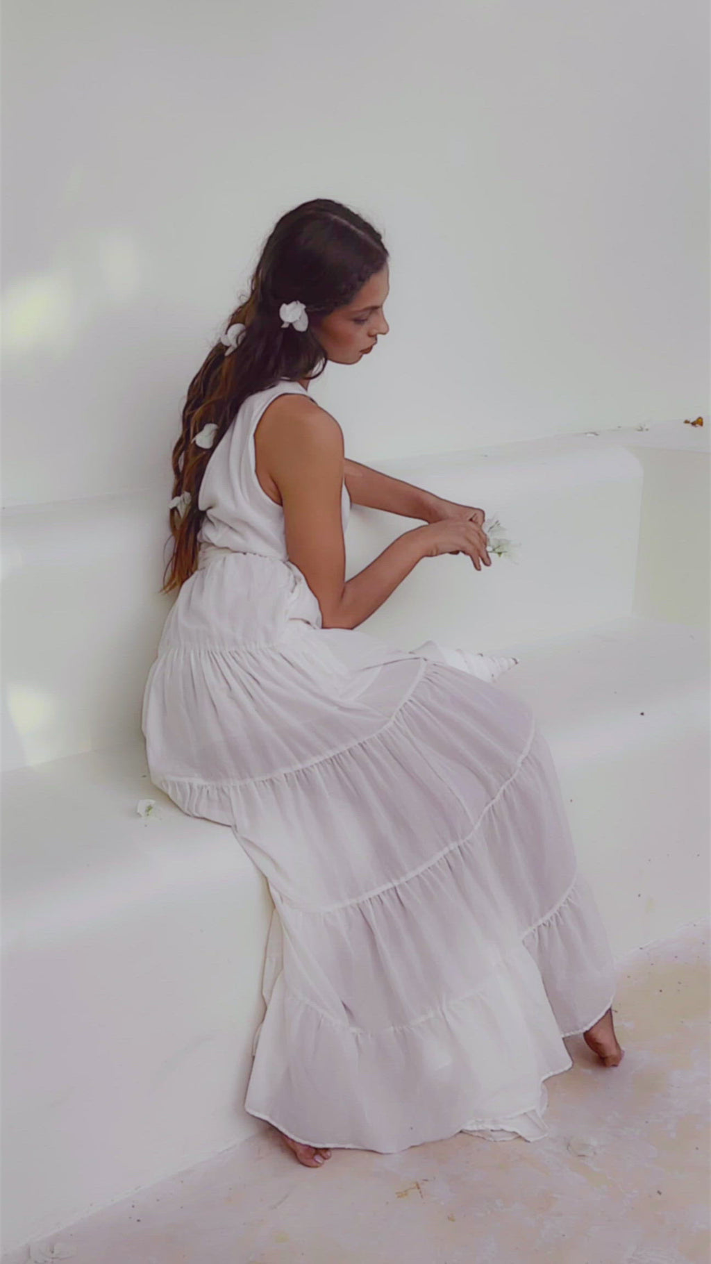 Boho Dress for Women, White Maxi Adjustable Dress, Bohemian Dress -AYA Sacred Wear