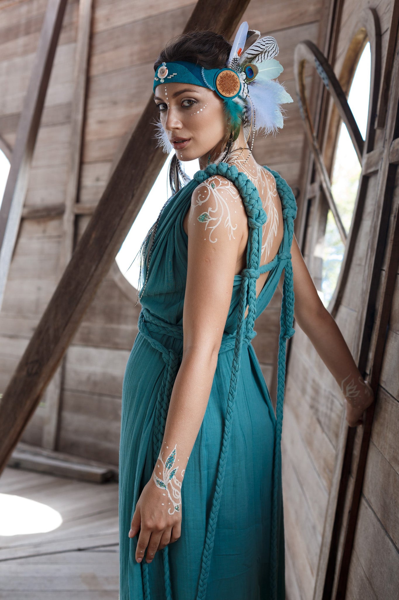 Turquoise Nomad Spirit Dress  (Adjustable size, multiway dress) - AYA Sacred Wear