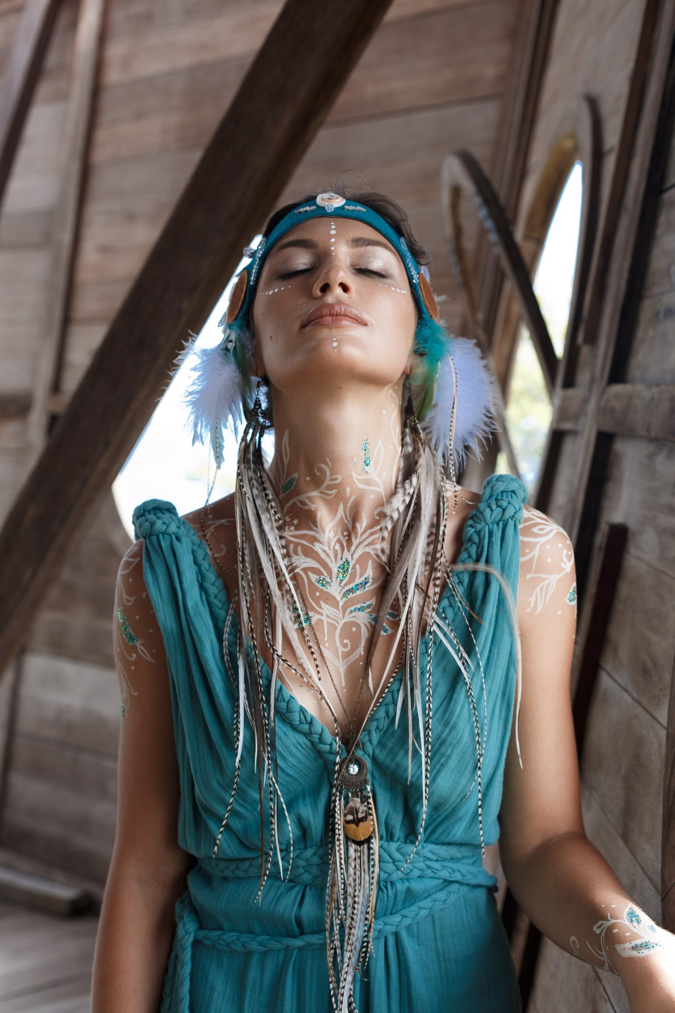 Turquoise Nomad Spirit Dress  (Adjustable size, multiway dress) - AYA Sacred Wear