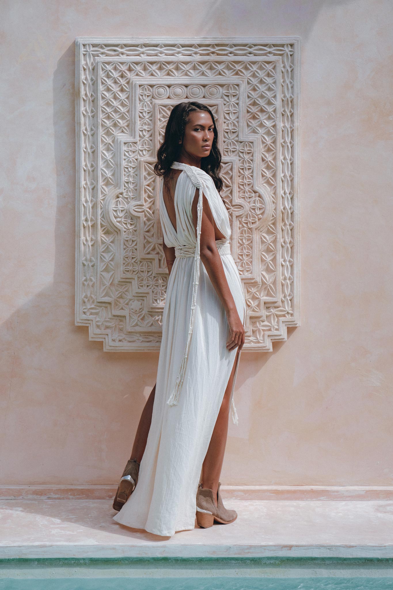 Boho Goddess Dress, Off-White Macrame Dress, Organic Wedding Dress - AYA Sacred Wear