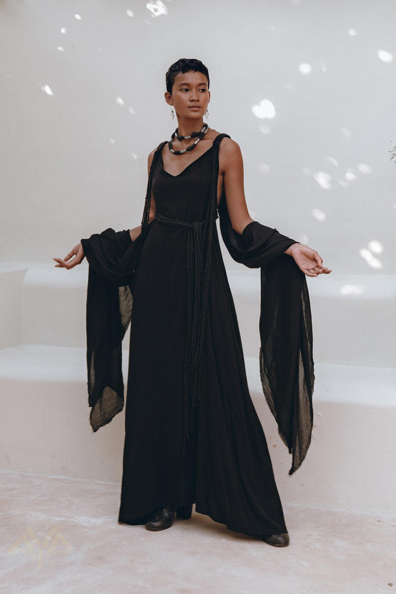 Black Wedding Dress, Boho Multiway Maxi Dress, Black Bridesmaid Dress - AYA Sacred Wear