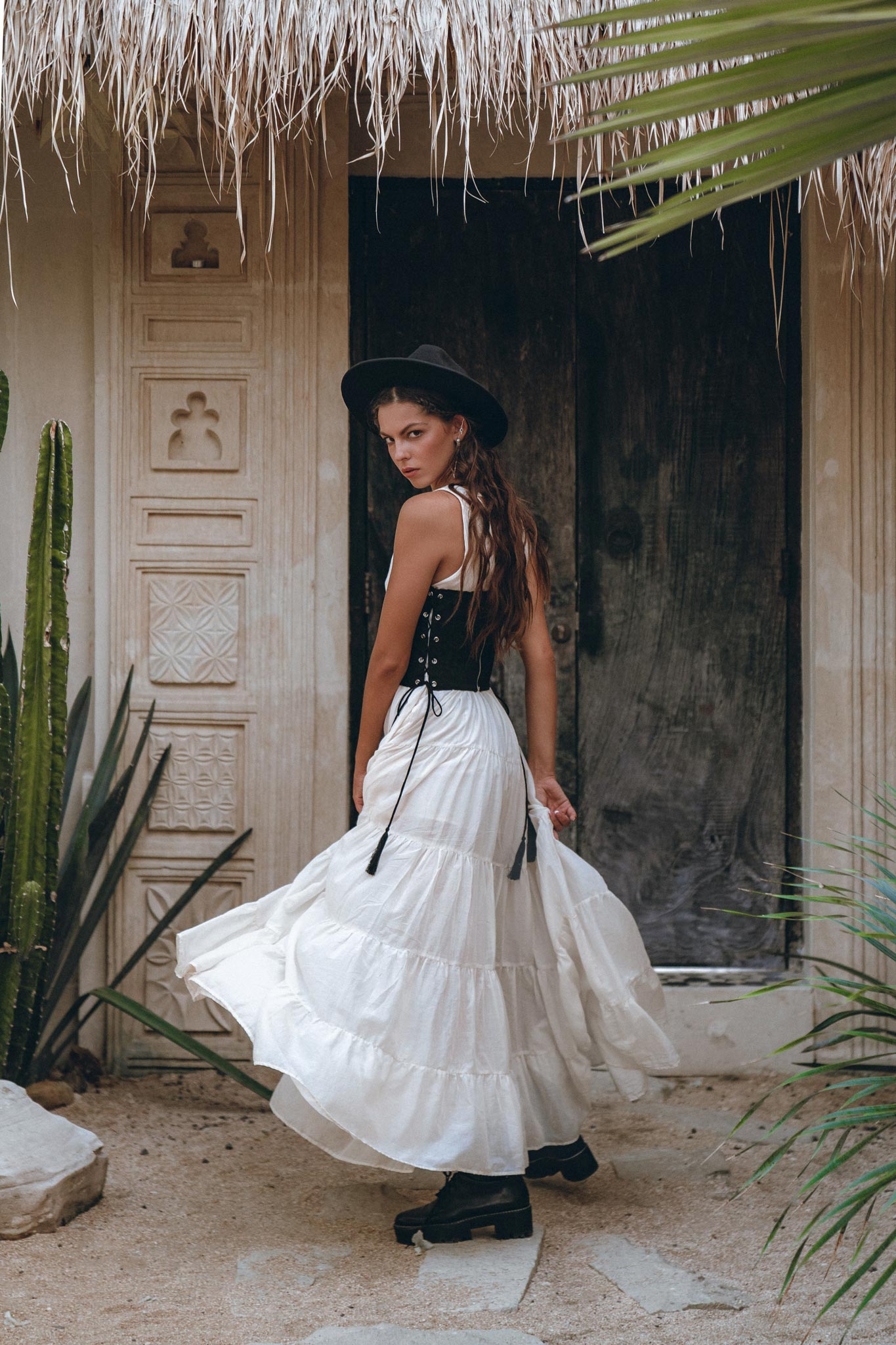 Boho Dress for Women, White Maxi Adjustable Dress, Bohemian Dress -AYA Sacred Wear