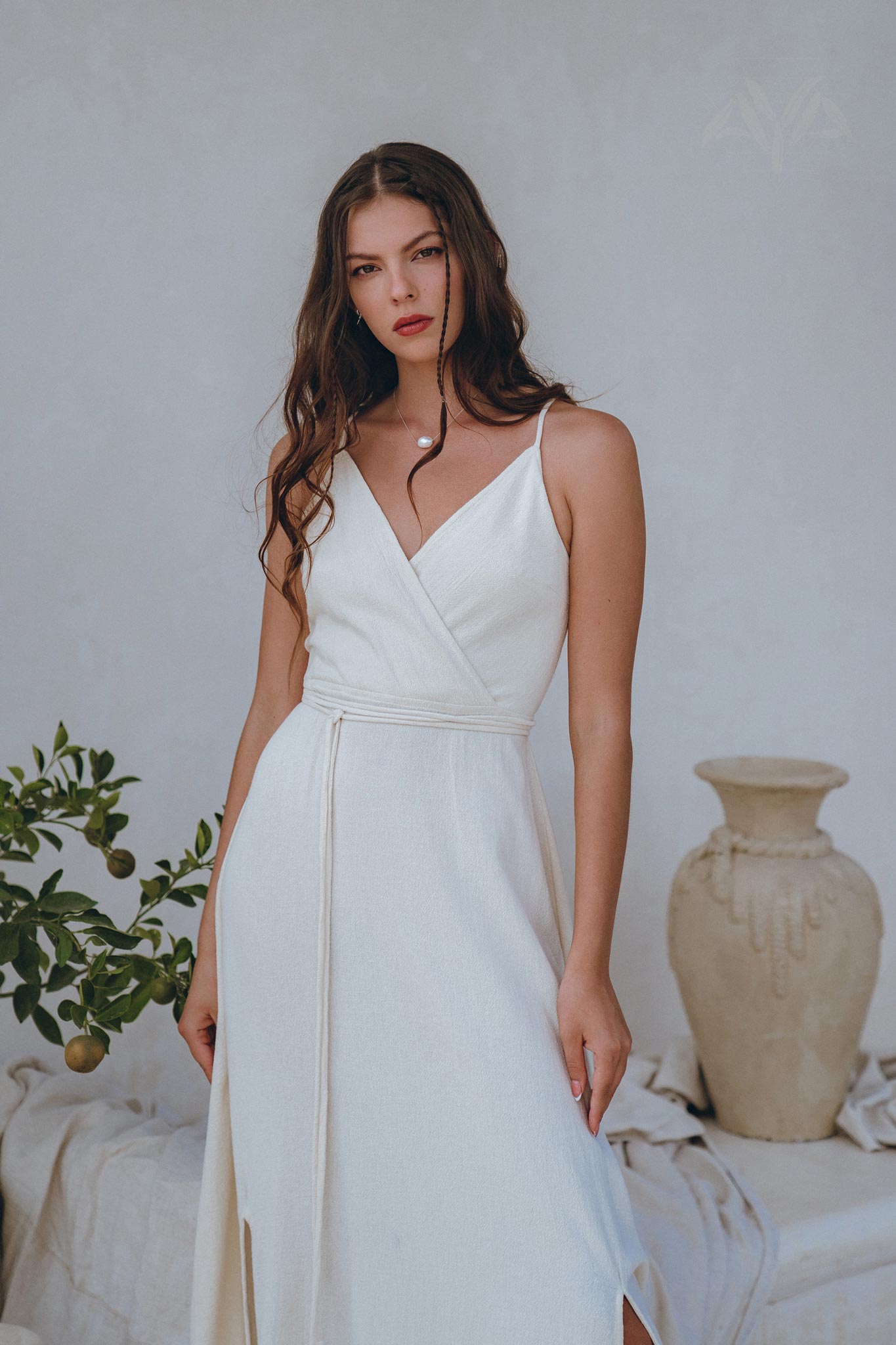 Off-White Simple Boho Wedding Dress - AYA Sacred Wear