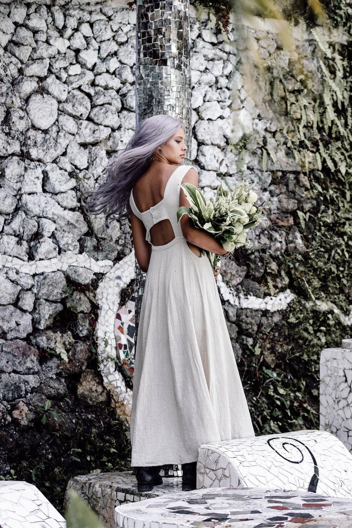 Long Boho Simple Wedding Dress - AYA Sacred Wear