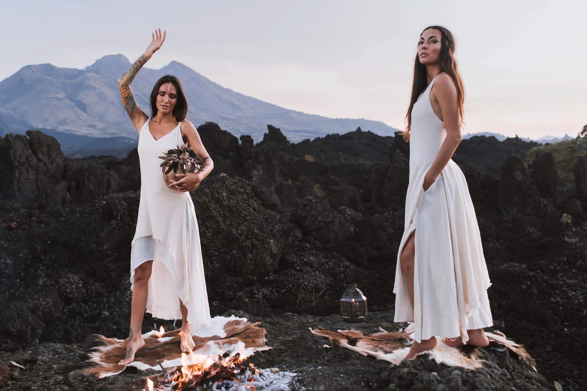 White Boho Dress for Women, Simple Wedding Dress With Pockets - AYA Sacred Wear