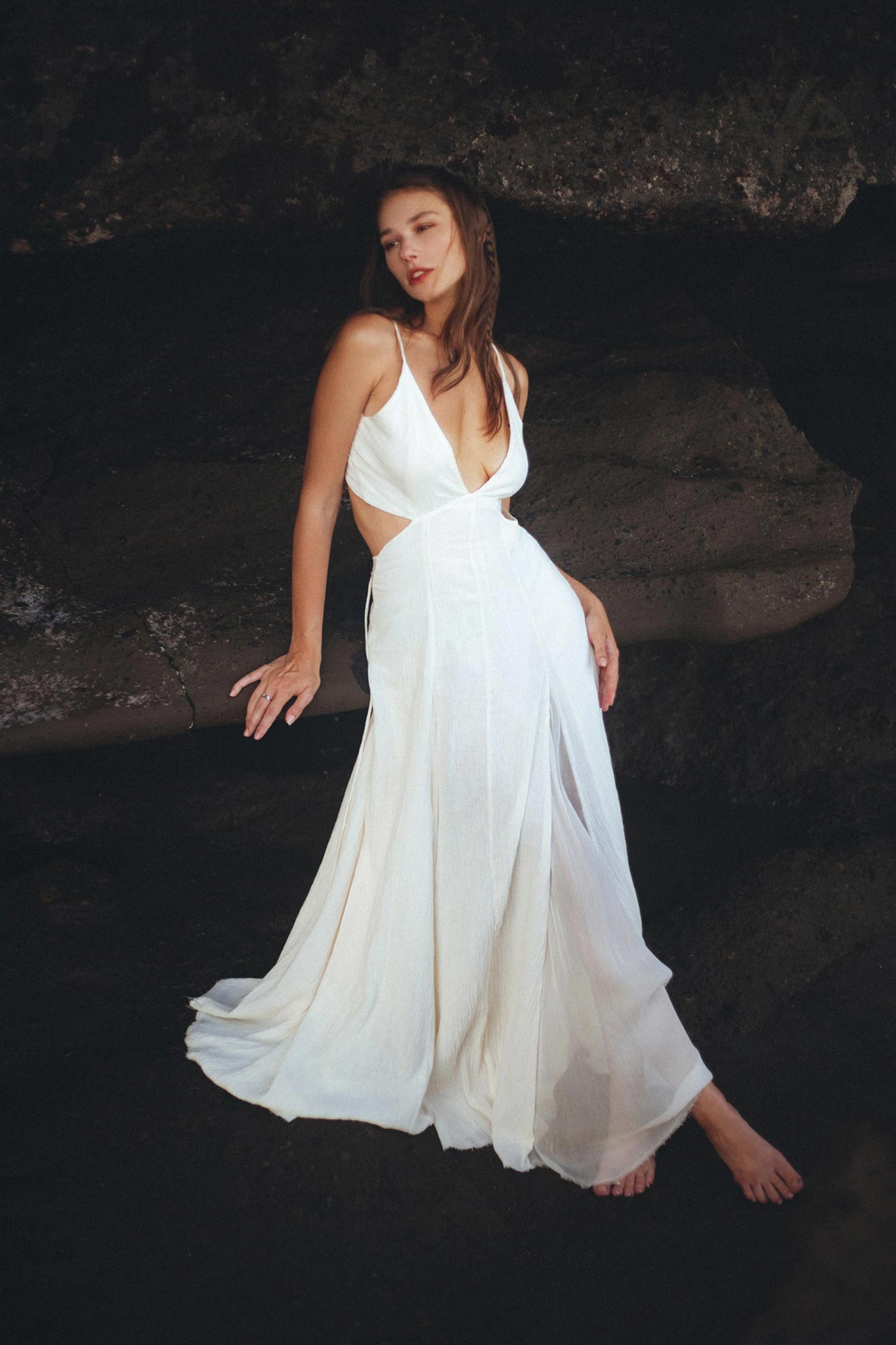 Aya Sacred Wear's Off-White Light Cotton and Silk Formal Bridal Dress: Walk Down the Aisle in Style