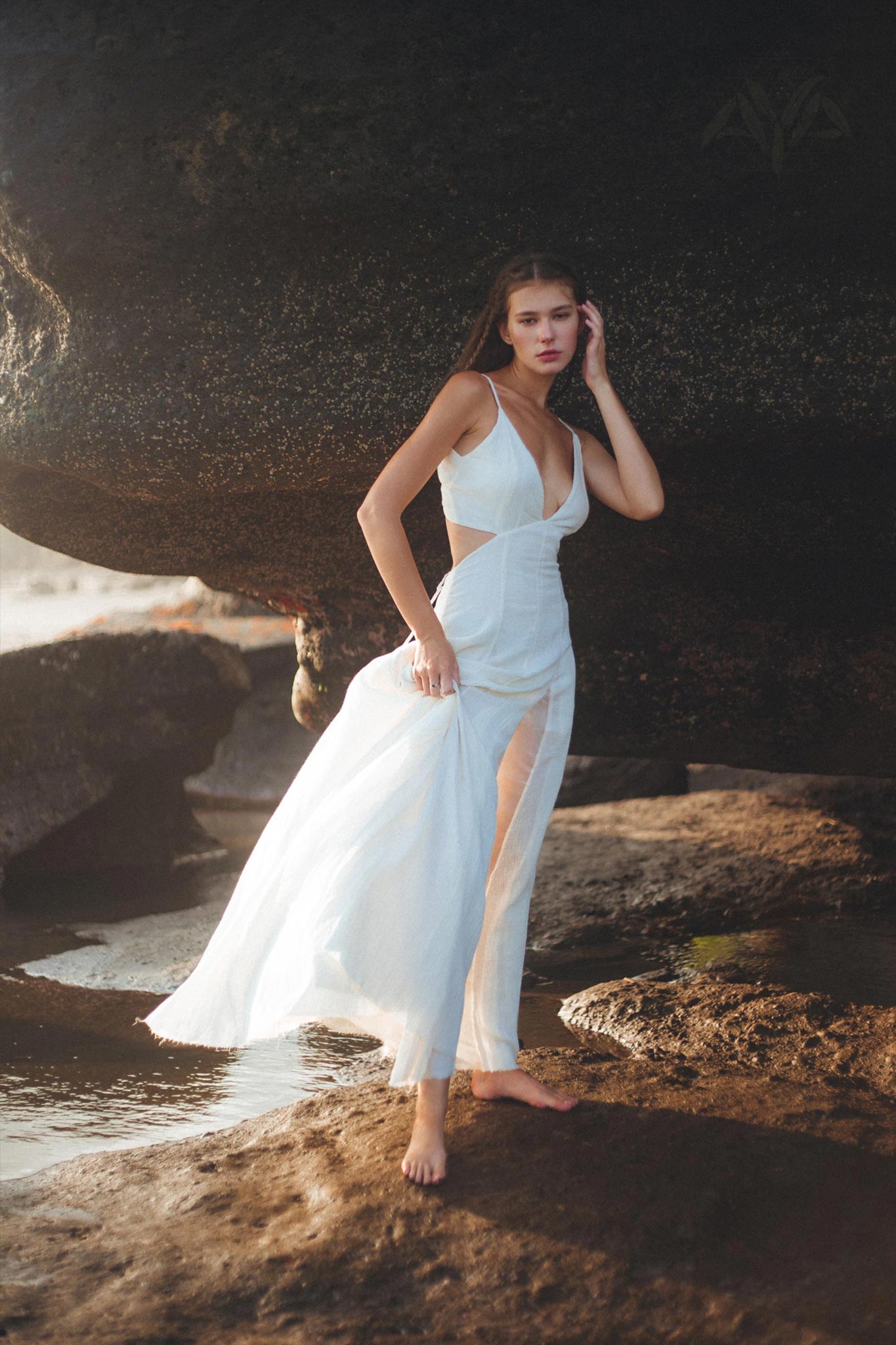 Get Ready in Style with Aya Sacred Wear's Off-White Light Cotton and Silk Formal Bridal Dress