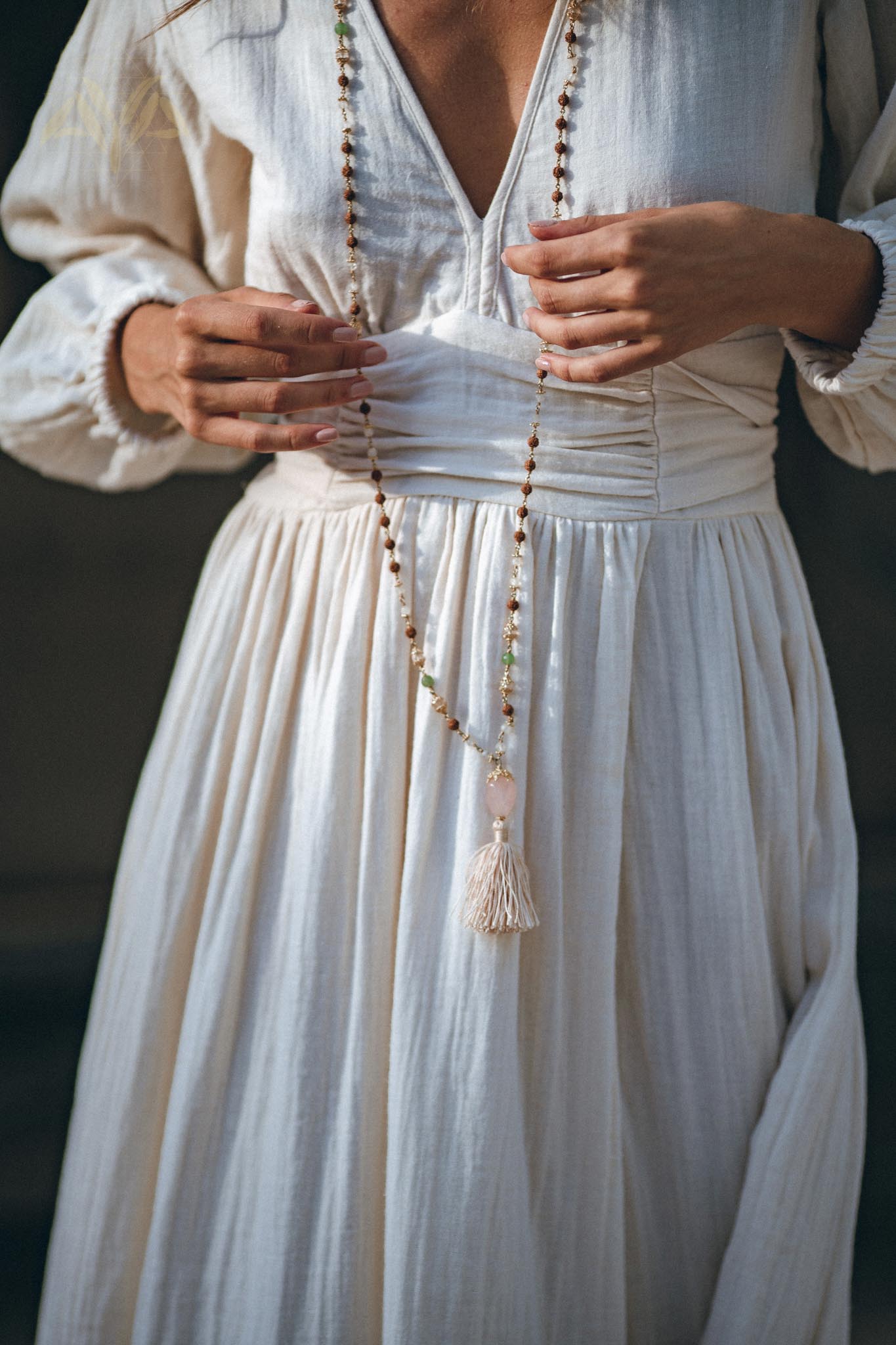 Organic Boho Long Sleeve Dress, Bridesmaid Dress, Casual Modest Wedding Dress - AYA Sacred Wear