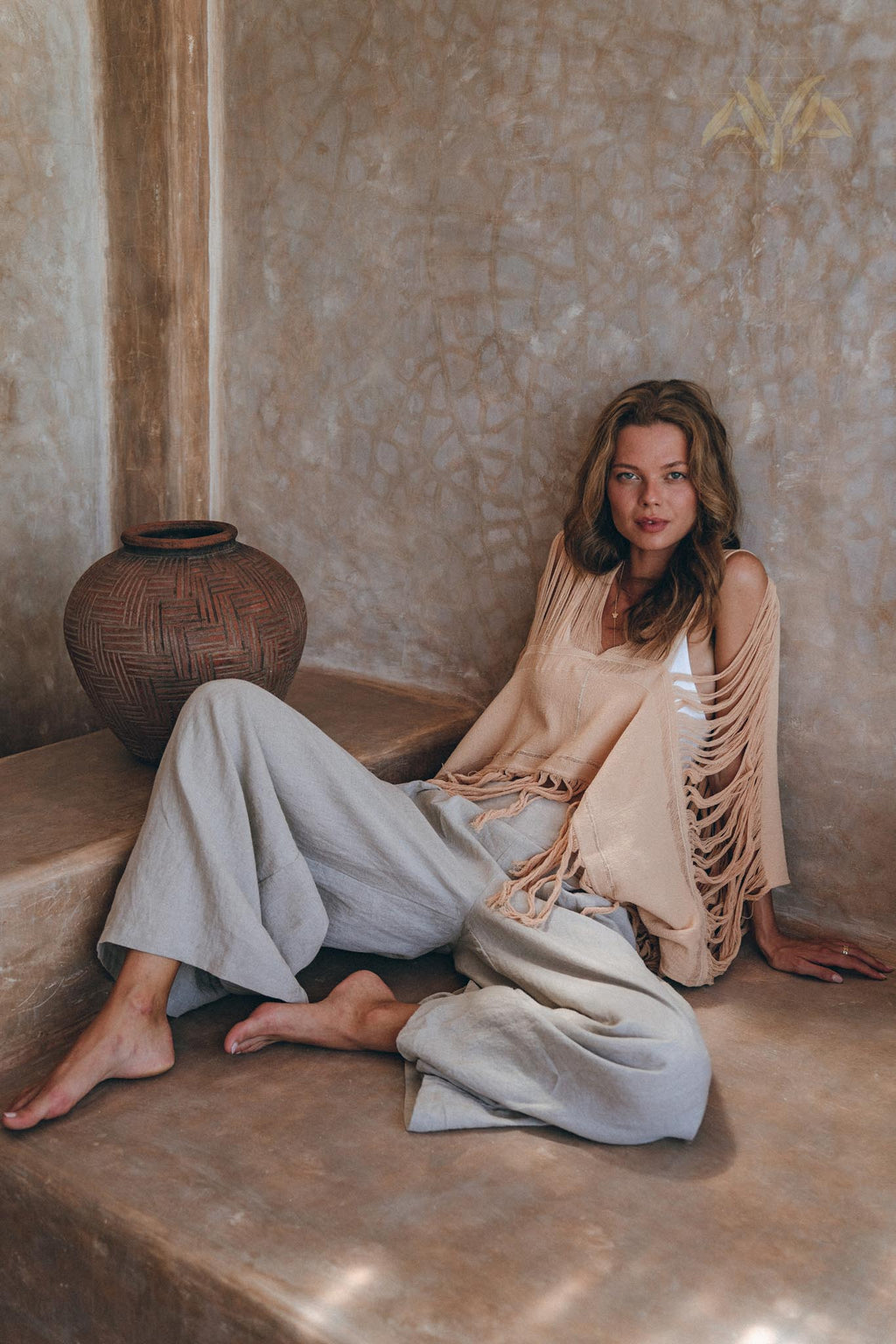 Unique Soft Linen Boho Pants Women, Loose Linen Wide Boho Pants, Bohemian Pants - AYA Sacred Wear