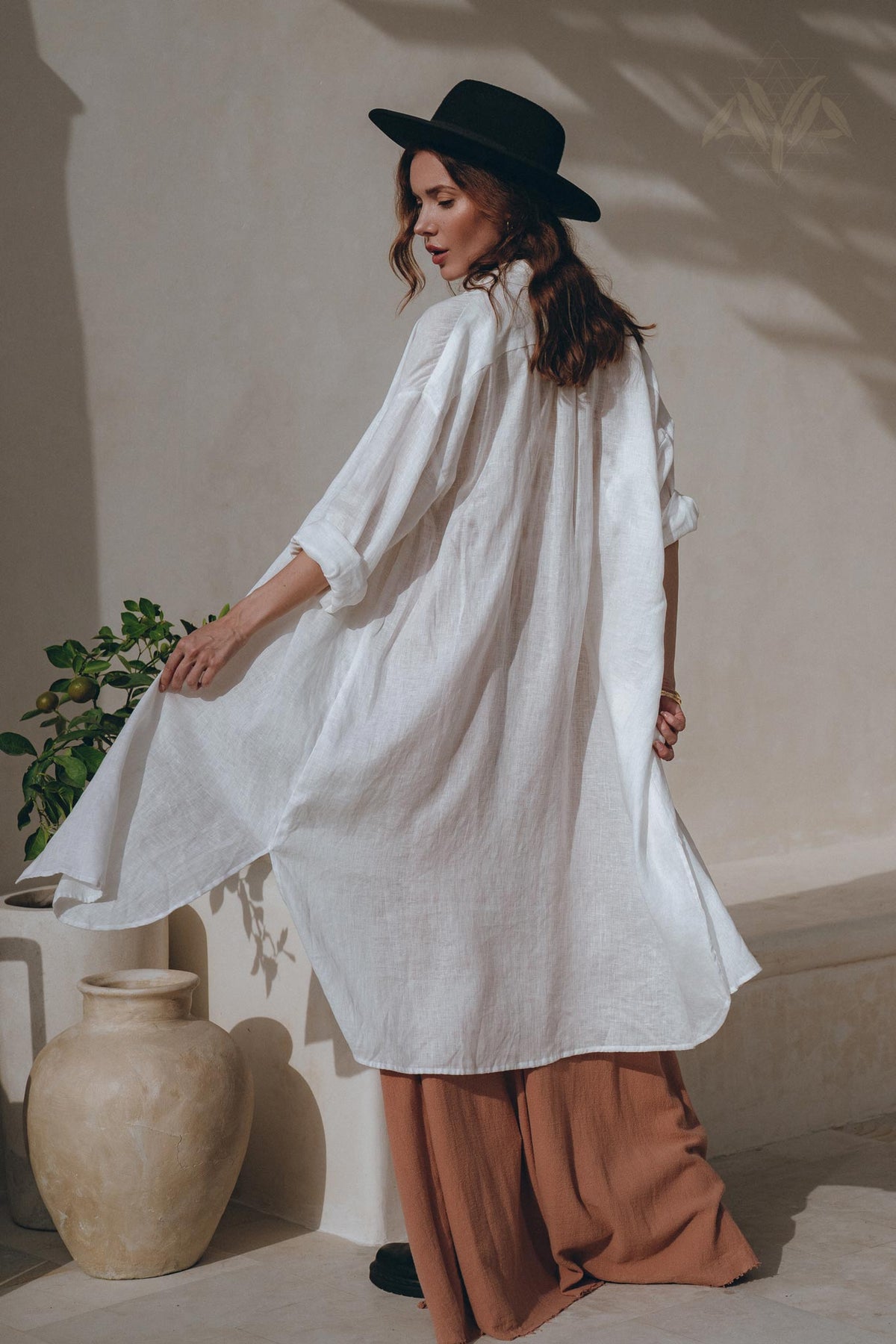 Oversized Shirt Women Loose Fit Linen Shirt Long Sleeve Shirt Dress AYA Sacred Wear