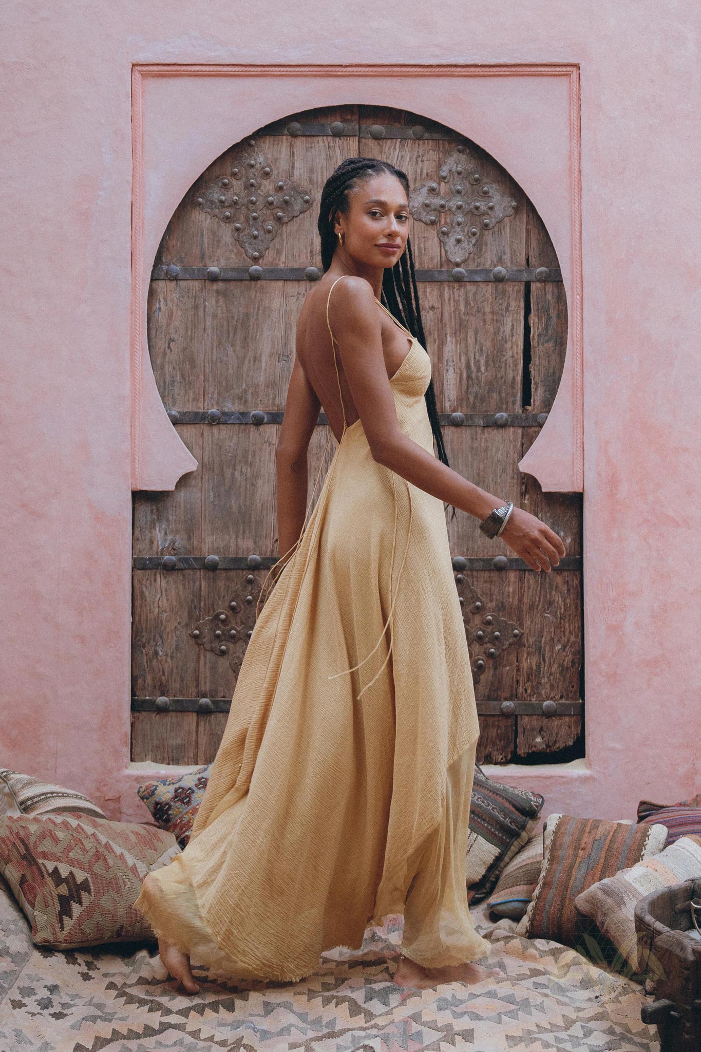 Add some style to your wardrobe with the powder yellow dress from Aya Sacred Wear.
