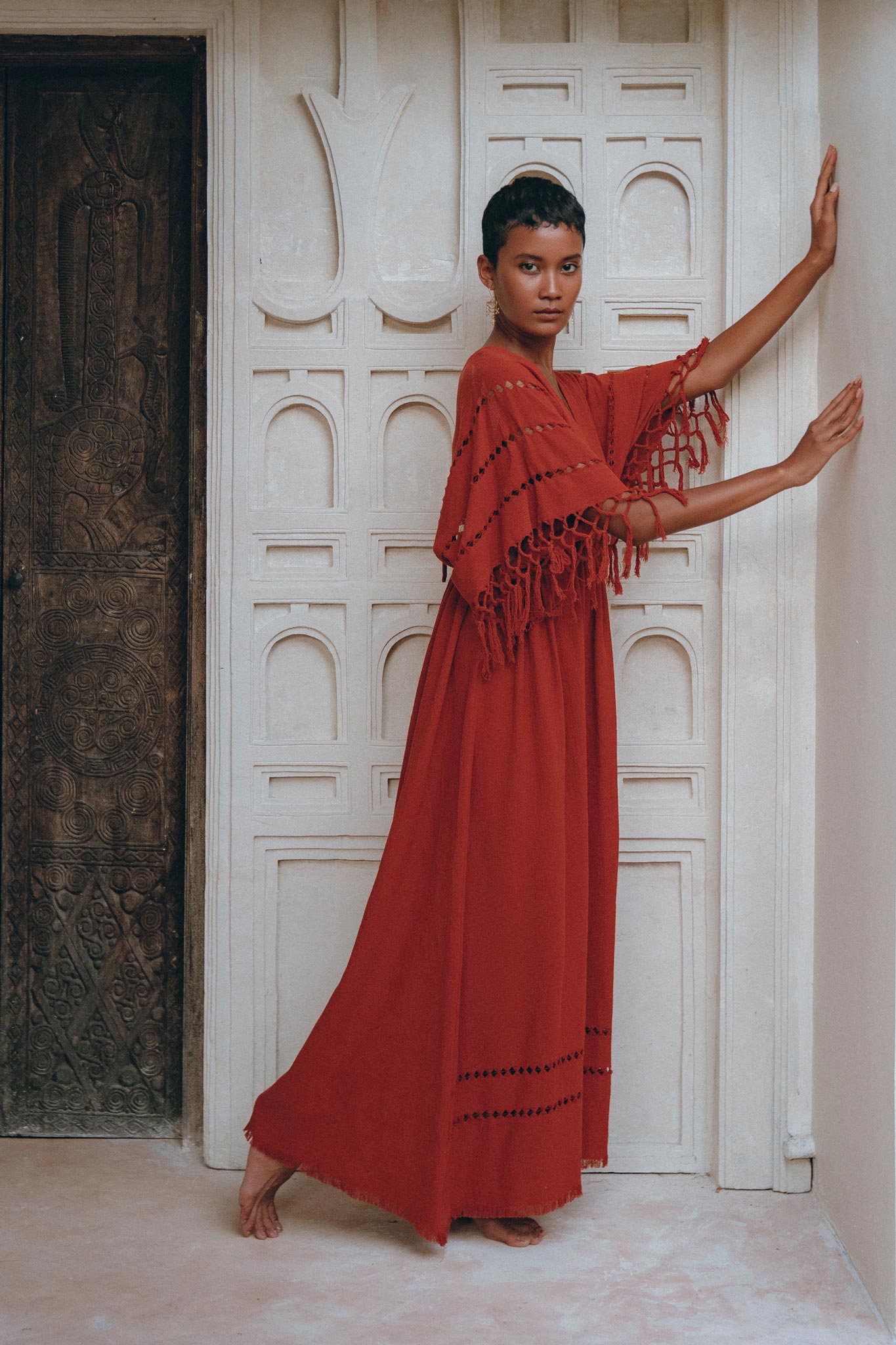 Red Boho Dress, Boho Dress for Women, Red Maxi Bridesmaid Dress - AYA Sacred Wear