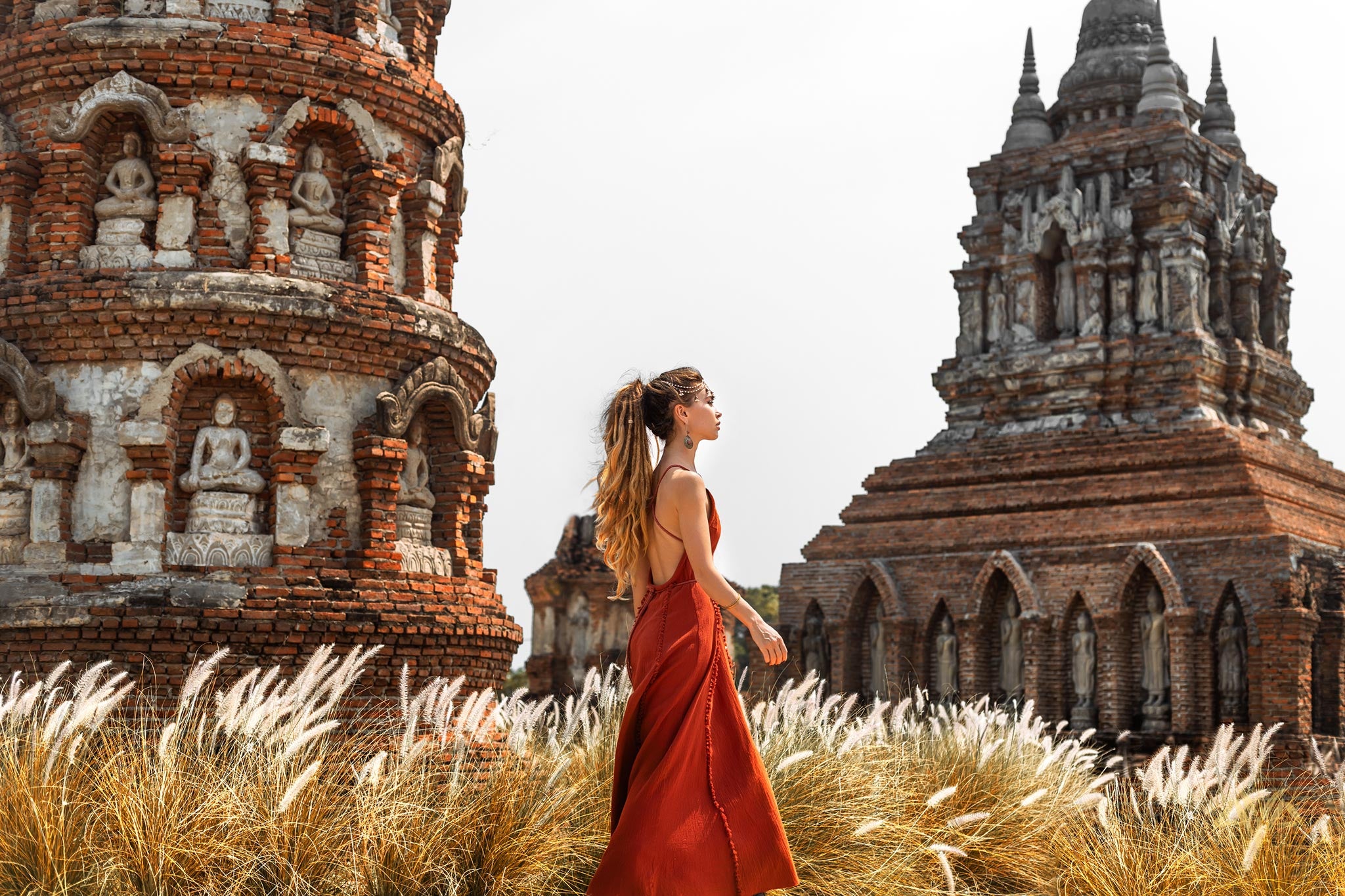 Geek Goddess Dress  Bohemian Braided Dress Red Open Back Dress By AYA Sacred Wear